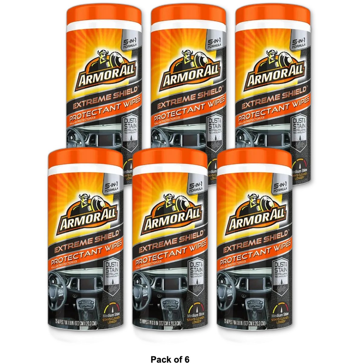 Armor All Extreme Shield Plus Protectant Wipes 8.8Oz (Pack of 6)