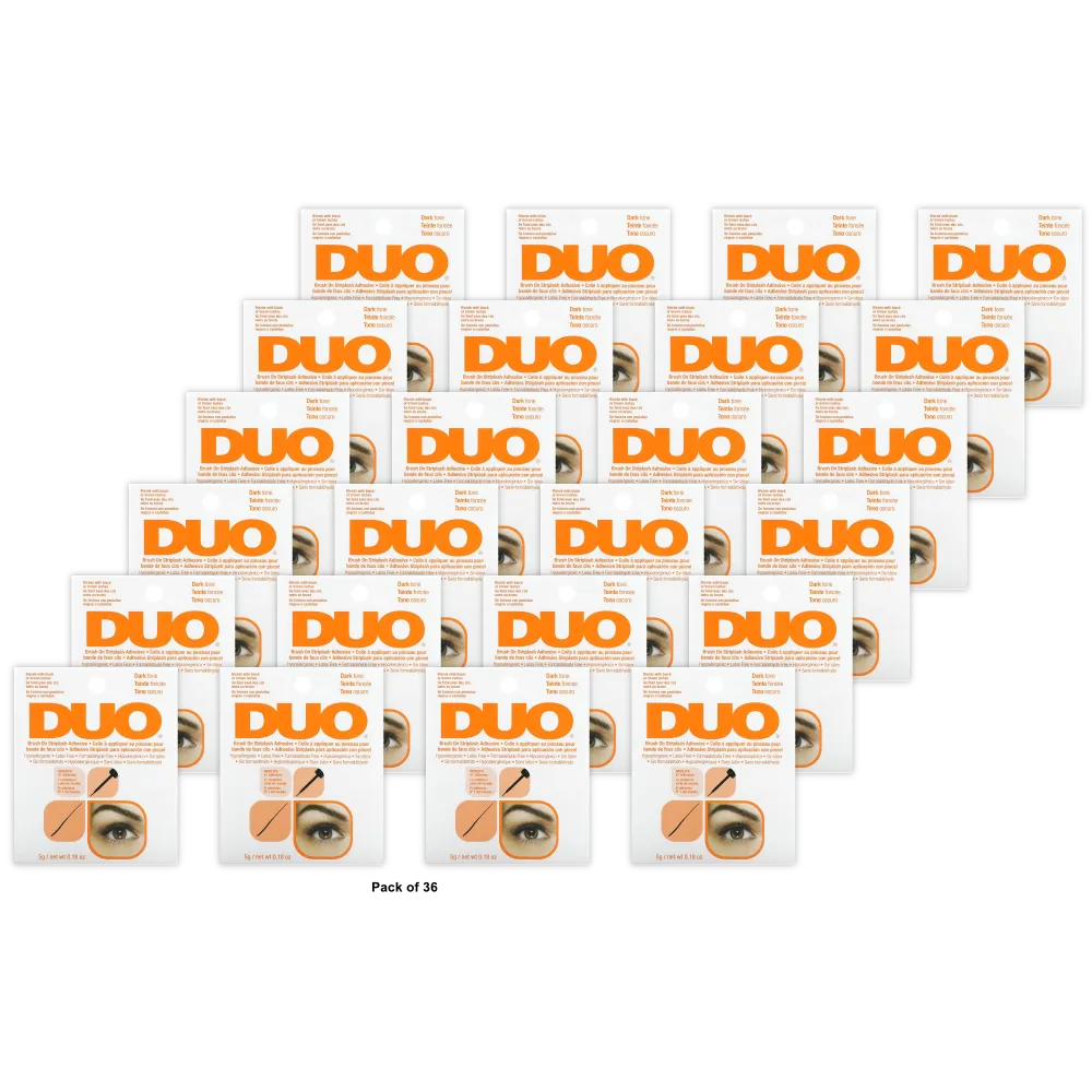 Duo Eye Lash Glue Brush On Adhesive Dark Tone Black Or Brown 0.18Oz (Pack Of 36)