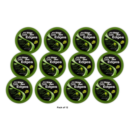 Ampro Shine N Jam Hair Conditioning Gel With Olive Oil Silk Edges 2Oz (Pack of 12)