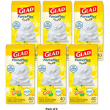 Glad Tall Kitchen White Drawstring Bags With Odor Shield And Lemon  22 Oz (Pack of 6)