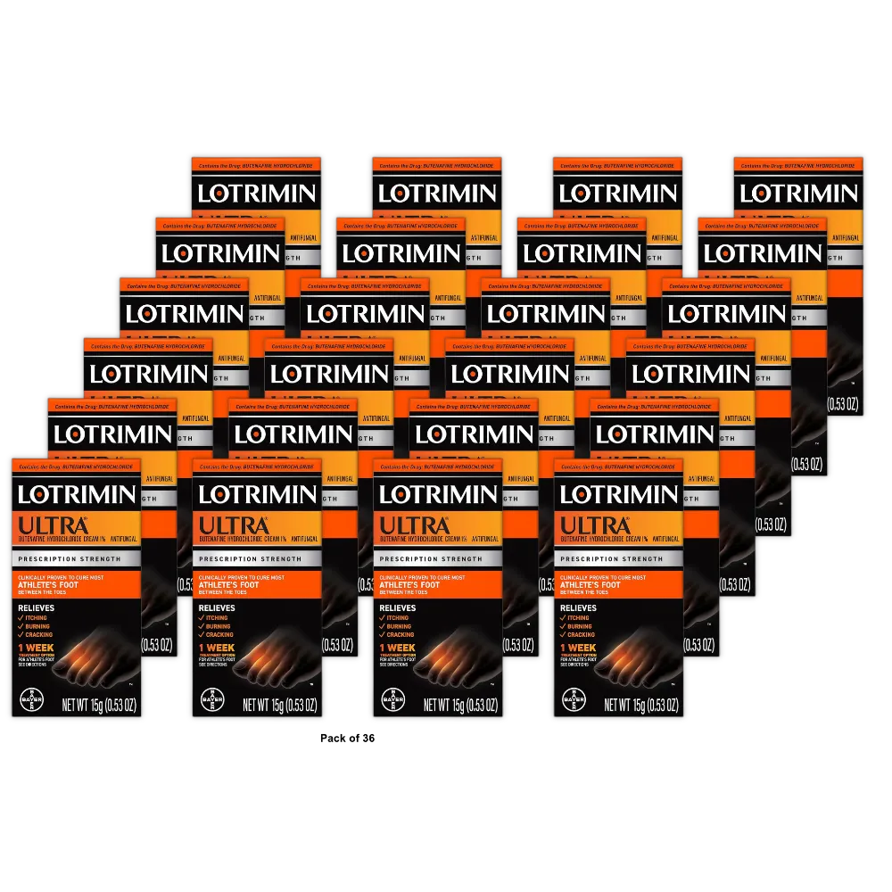 Lotrimin Ultra Antifungal Cream for Athletes Foot 0.53Oz (Pack of 36)