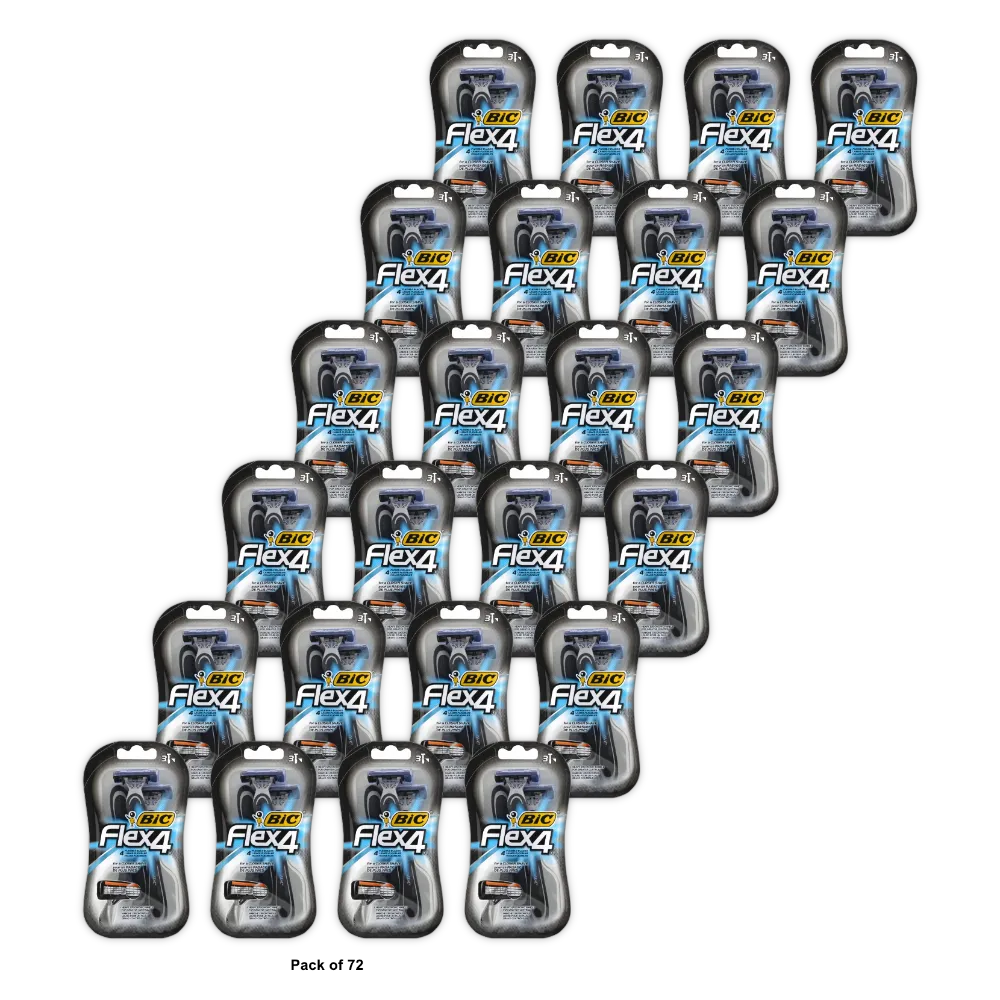 Bic Flex 4 Disposable Shaver For Men 3.84Oz (Pack of 72)