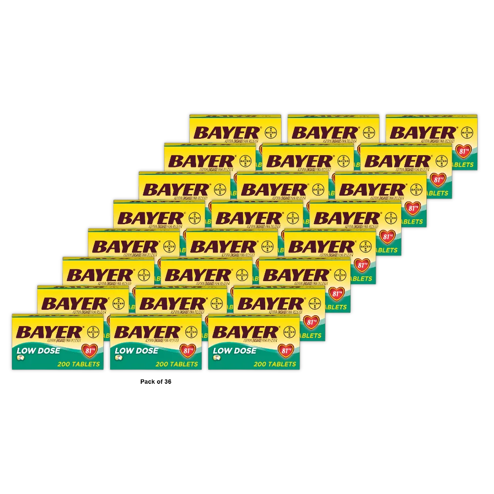 Bayer Aspirin Regimen 81mg 200 Count 2.5oz (Pack of 36)