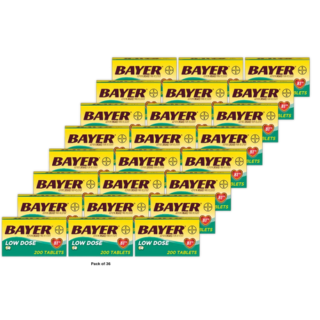 Bayer Aspirin Regimen Low Dose 81mg Enteric Coated Tablets 120-Count 2.5oz (Pack of 36)