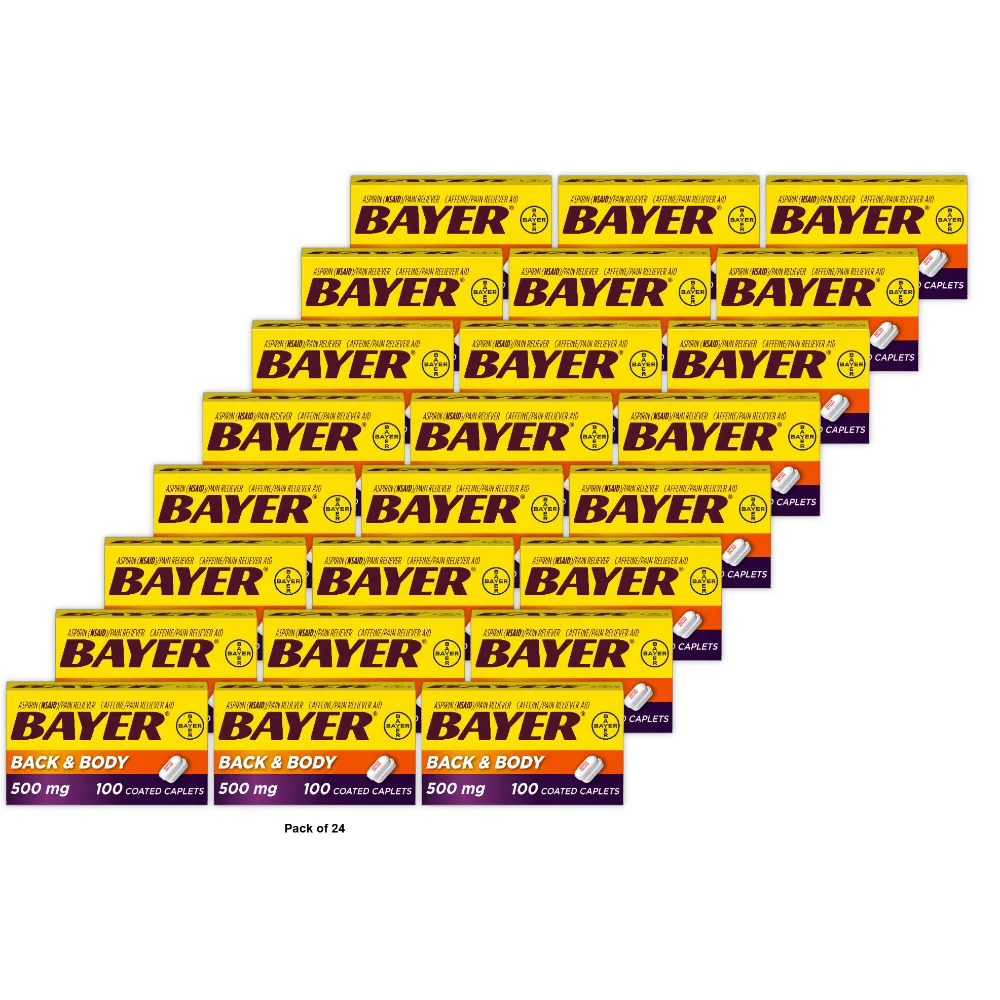 Bayer Extra Strength Caplets Back And Body 500 Mg 100 Count .0275Oz (Pack Of 24)