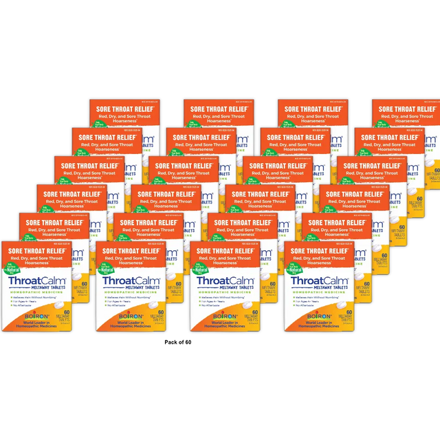 Boiron ThroatCalm Sore Throat Relief Tablets 1.4Oz (Pack of 60)