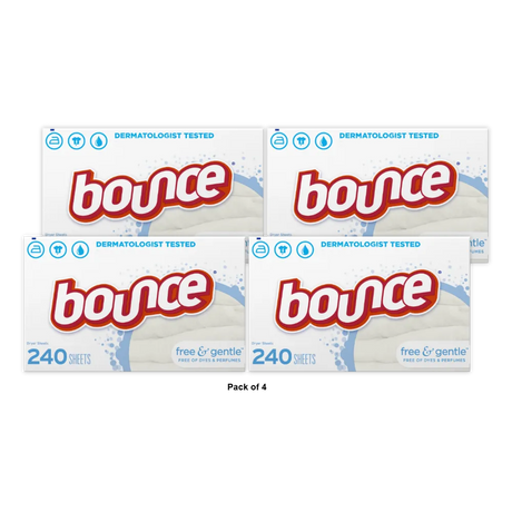 Bounce Free &amp; Gentle Dryer Sheets 240 Count 22.2 Oz(Pack of 4)