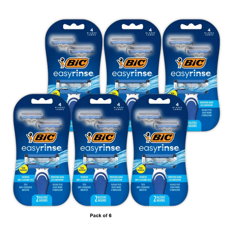 BIC EasyRinse Anti-Clogging Men's Disposable Razors with 4 Blades - 2 Ct 1.94oz