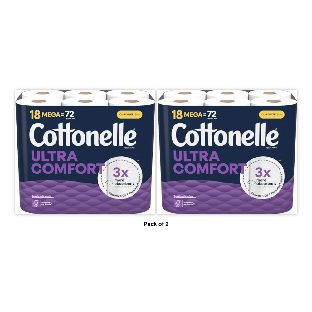 Cottonelle Comfort Care Mega Rolls 18 Count 85.6oz (Pack of 2)