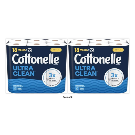 Cottonelle Ultra Cleancare Toilet Paper 18 rolls 96oz (Pack of 2)