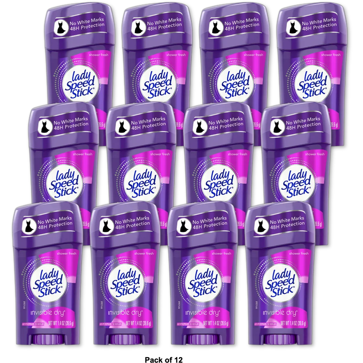 Lady Speed Stick Invisible Dry Antiperspirant And Deodorant Shower Fresh 1.4Oz (Pack of 12)
