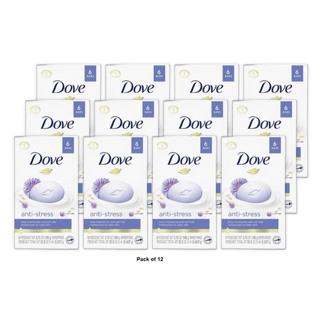 Dove Anti-Stress Beauty Bar - Blue Chamomile and Oat Milk 6 Ea 22.5oz (Pack of 12)