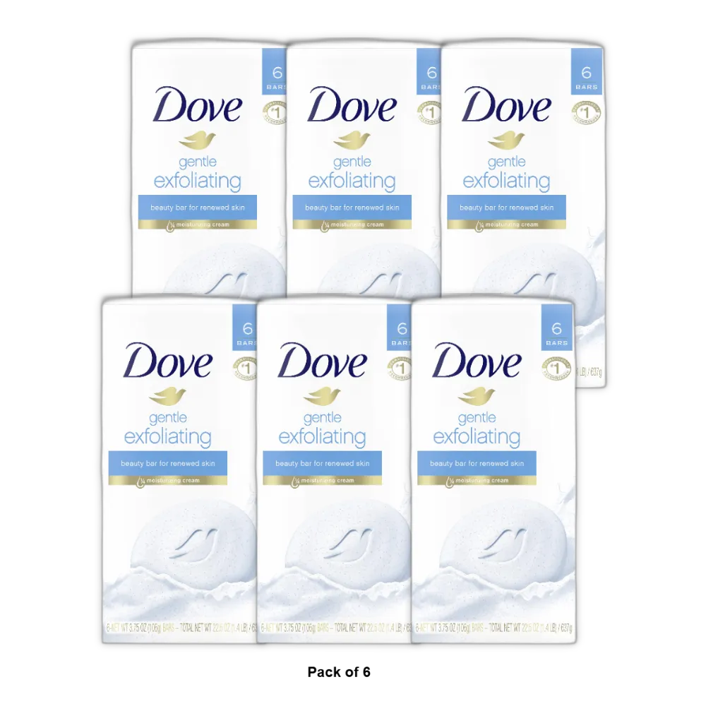 Dove Gentle Exfoliating Moisturizing Cream Bars 3.17 oz 6 Ea (Pack of 6)