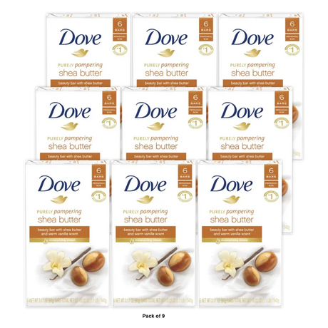 Dove Shea Butter Moisturizer Cream Bars Shea Butter & Vanilla 3.17 oz 6 Ea (Pack of 9)