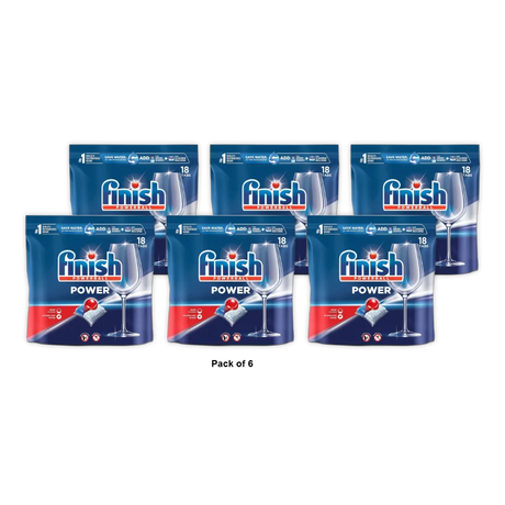 Finish Power Dishwasher Detergent Powerball Dishwashing Tablet18 Count 68.38oz (image may vary) (Pack of 6)