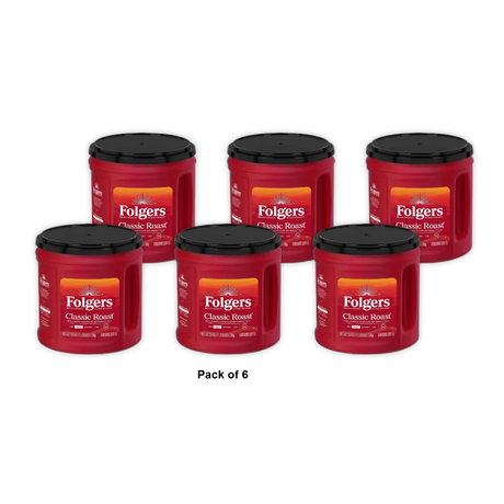 Folgers Classic Roast Ground Coffee Medium Roast Coffee 25.9 Ounce Canister (Pack of 6)