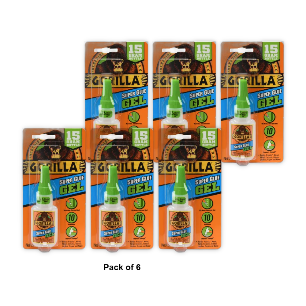 Gorilla Super Glue Gel 0.53 Oz (Pack Of 6)