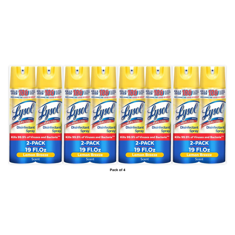 Lysol Disinfectant Spray-Lemon Breeze 2 pack 19oz (19 oz each) (Pack of 4)
