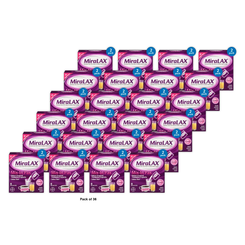 Miralax Laxative Single Dose Powder For Solution 17grams 0.5oz (Pack of 36)