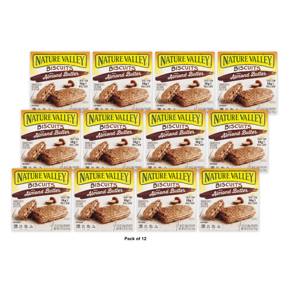 Nature Valley Biscuits with Almond Butter ? 5 Count (1.35 oz each) (Pack of 12)