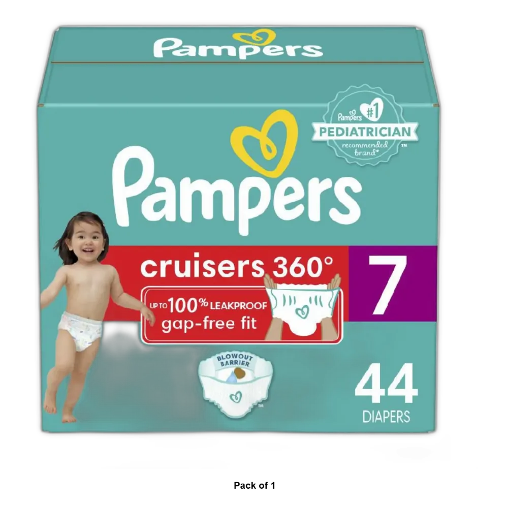 Pampers Diapers - Cruisers 360 - Size 7 44 Count 50.4oz (Pack of 1)