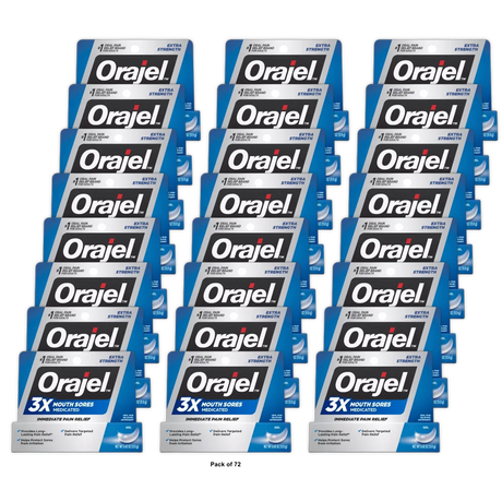Orajel Mouth Sore Medicine Gel Fast Mouth Sore Relief 0.42Oz (Pack of 72)