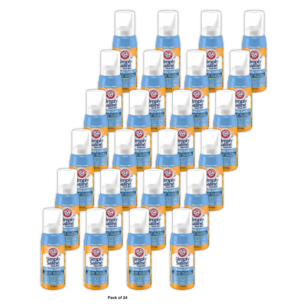 Simply Saline Sterile Saline Nasal Mist For Nasal Relief 1.6Oz (Pack of 24)