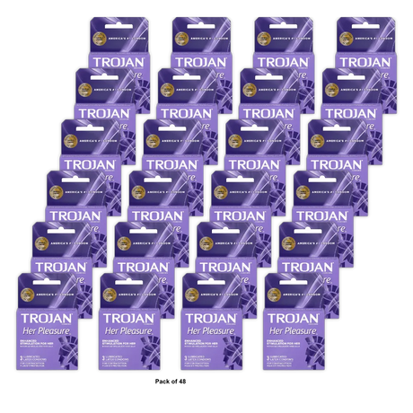 Trojan Her Pleasure Sensations Premium Lubricant Latex Condoms 0.64oz (Pack of 48)