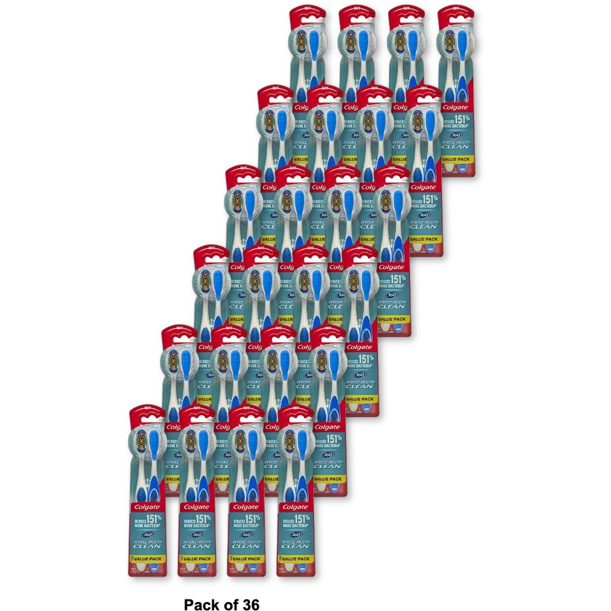Colgate 360 Whole Mouth Clean Adult Toothbrush Value Pack Soft 4.16oz (Pack of 36)
