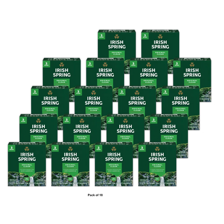 Irish Spring Deodorant Bath Bar Original 3.7Oz (Pack of 18)