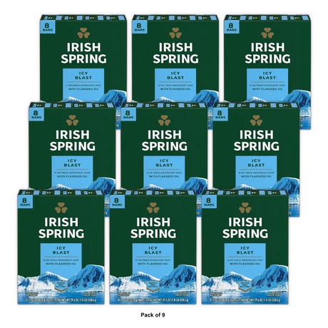 Irish Spring Icy Blast Deodorant Bar Soap3.75Oz (Pack of 9)