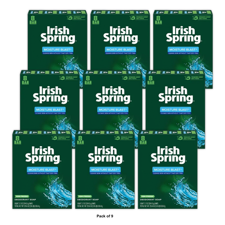 Irish Spring Moisture Blast Deodorant Soap 29.6Oz (Pack of 9)