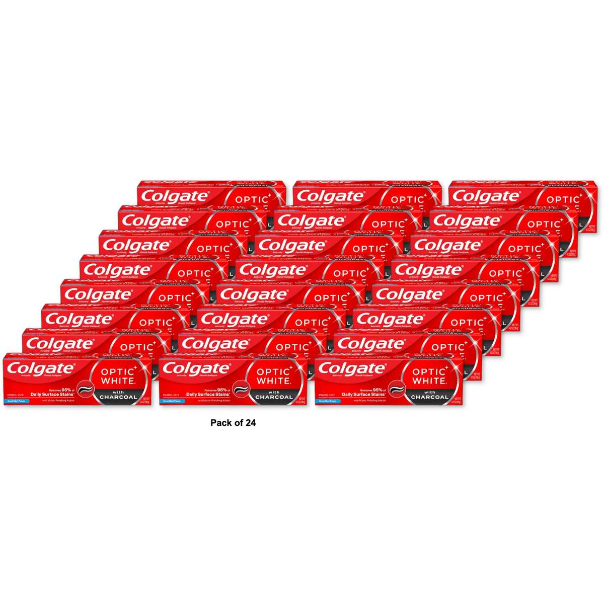 Colgate Optic White with Charcoal Cool Mint Toothpaste 4.2Oz (Pack of 24)
