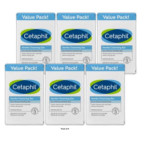 Cetaphil Gentle Cleansing Bar Value Pack Sensitive Skin 13.5oz (Pack of 6)