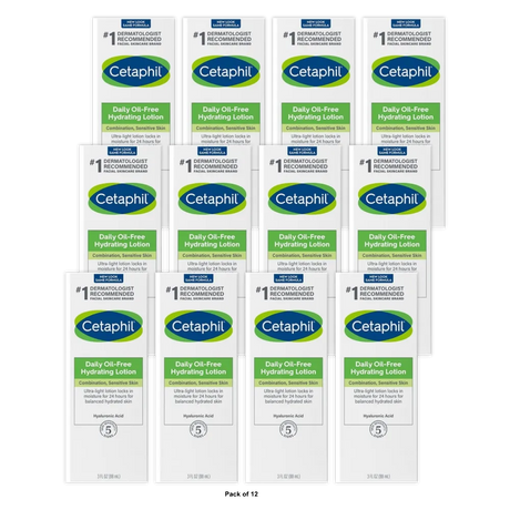 Cetaphil Oil-Free Hydrating Face Lotion with Hyaluronic Acid 3Oz (Pack of 12)