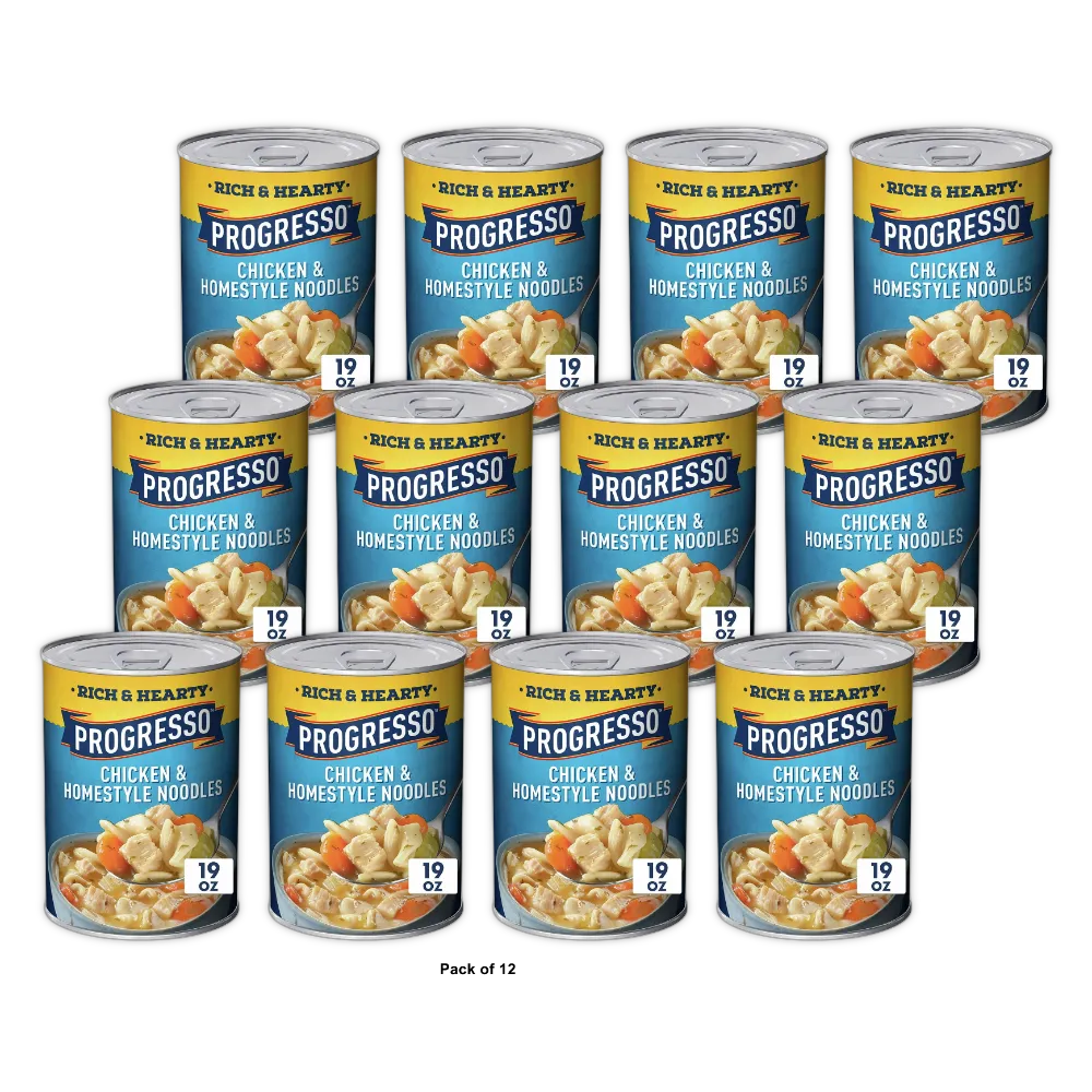 Progresso Rich And Hearty Chicken And Homestyle Noodle Soup 19Oz (Pack of 12)