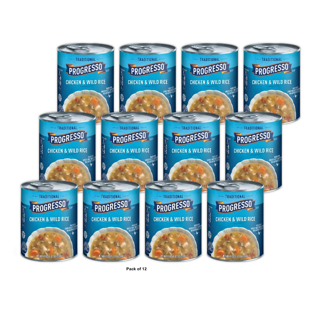 Progresso Traditional Chicken and Wild Rice Soups 19Oz (Pack of 12)