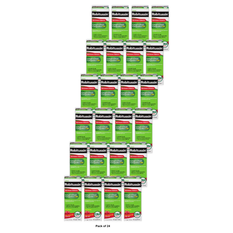 Robitussin Maximum Strength Cough + Chest Congestion DM Relief Liquid Raspberry-Flavor 4Oz (Pack of 24)