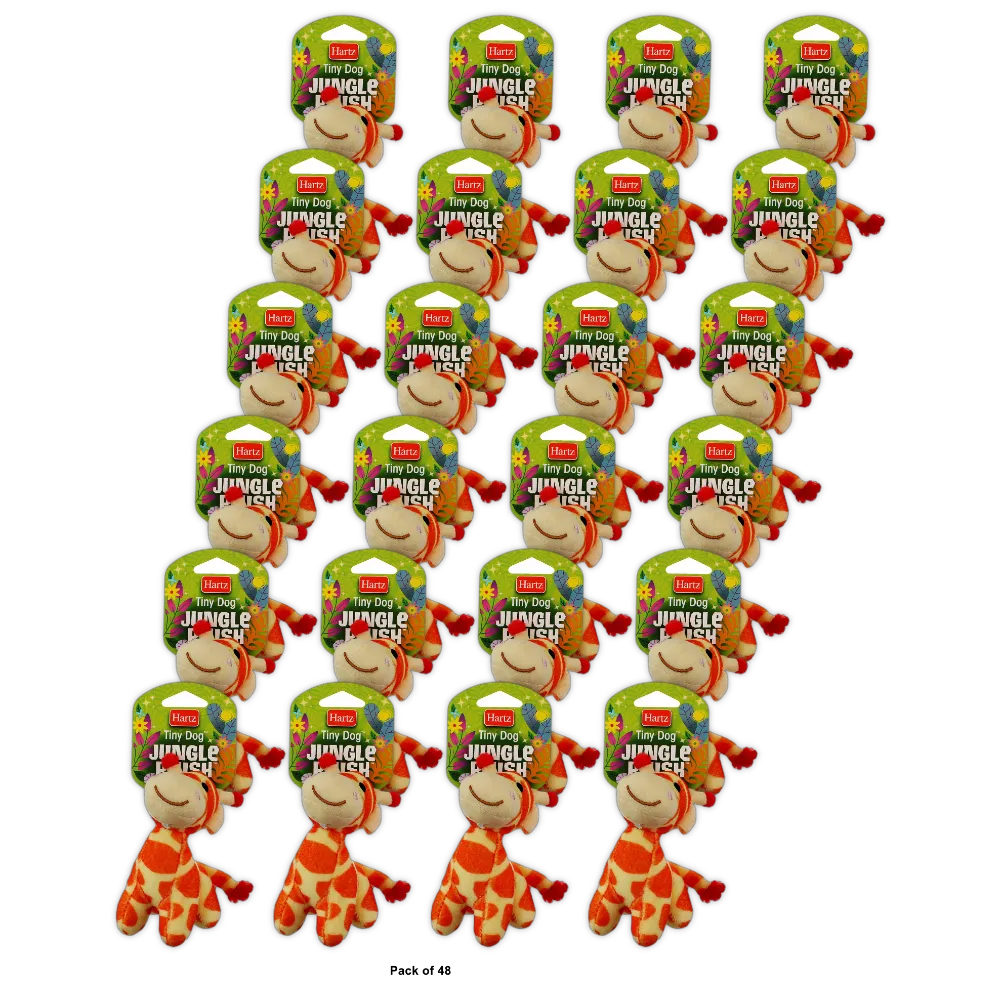 Hartz Tiny Dog Jungle Plush Dog Toy Assorted 1Oz (Pack of 48)