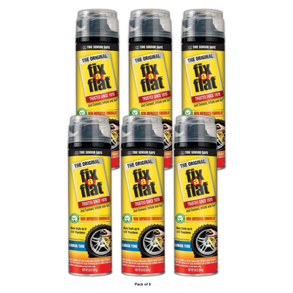 Fix-A-Flat Eco-friendly Aerosol Tire Inflator Standard Tires 20Oz (Pack of 6)