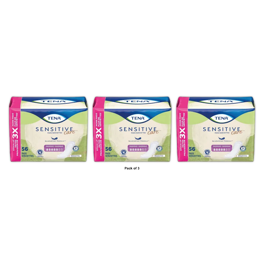 Tena Intimates Maximum Absorbency Incontinence Pads For Women Regular Length 46.24Oz (Pack of 3)