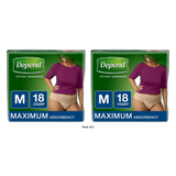 Depend Fit Flex Incontinence Underwear for Women Maximum Absorbency Medium Tan (Packaging may vary) 18 Ea 2 pack 31.68Oz (Pack of 2)