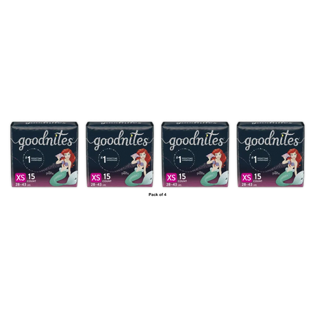 Goodnites Girls Nighttime Bedwetting Underwear XS 28 To 43 Lbs 21.92Oz (Pack of 4)