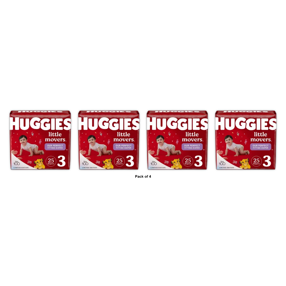 Huggies Little Movers Baby Diapers Size 3 (Pack Of 4)