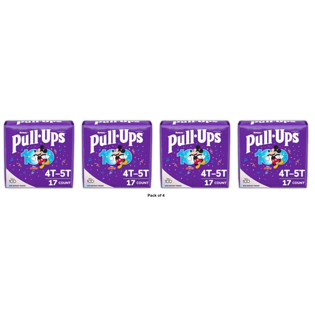 Huggies Pull Ups Boys Potty Training Pants Size 4T To 5T 26.24oz (Pack of 4)