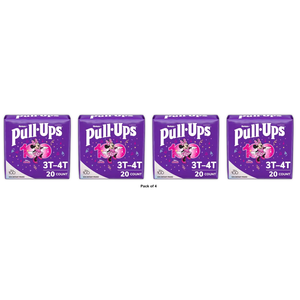 Huggies Pull Ups Girls Potty Training Pants Size 3t To 4t 27.36oz (Pack of 4)