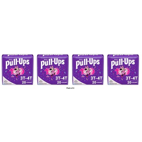 Huggies Pull Ups Girls Potty Training Pants Size 3t To 4t 27.36oz (Pack of 4)