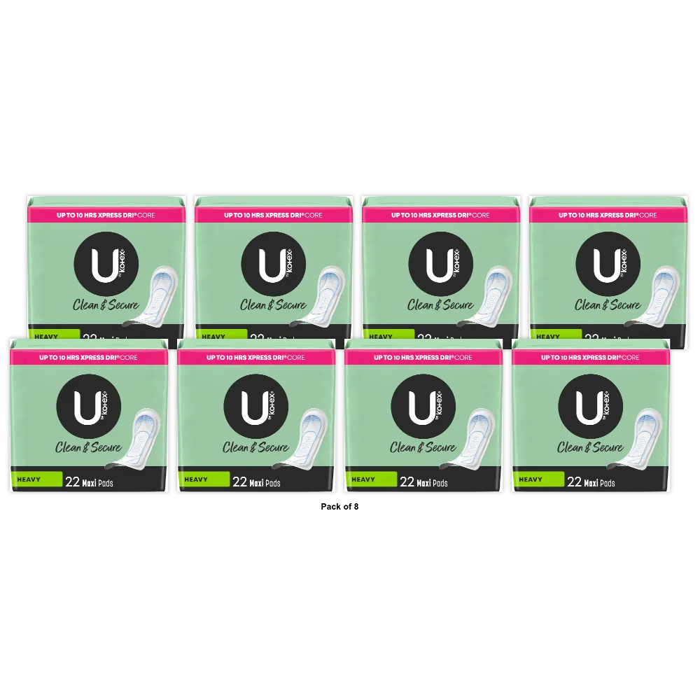 U by Kotex Natural Balance Maxi Long Super Security Maxi Pads 22 ea 9.6oz (Pack of 8)