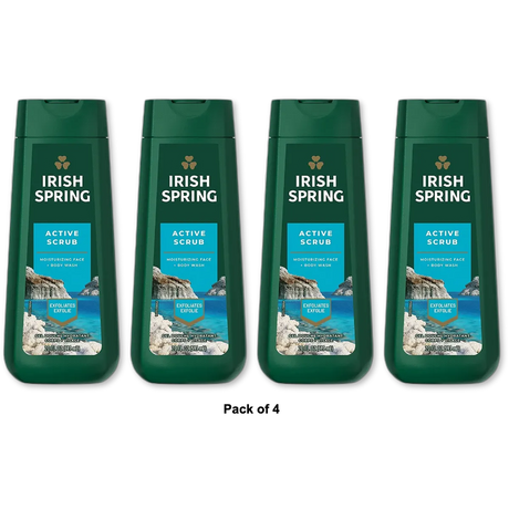 Irish Spring Active Scrub Body Wash for Men 20Oz (Pack of 4)