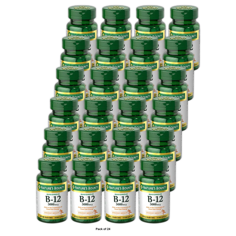 Natures Bounty Vitamin B-12 5000 mcg Quick Dissolve Tablets Natural Cherry Flavor 40 ea 1.13Oz (Pack of 24)